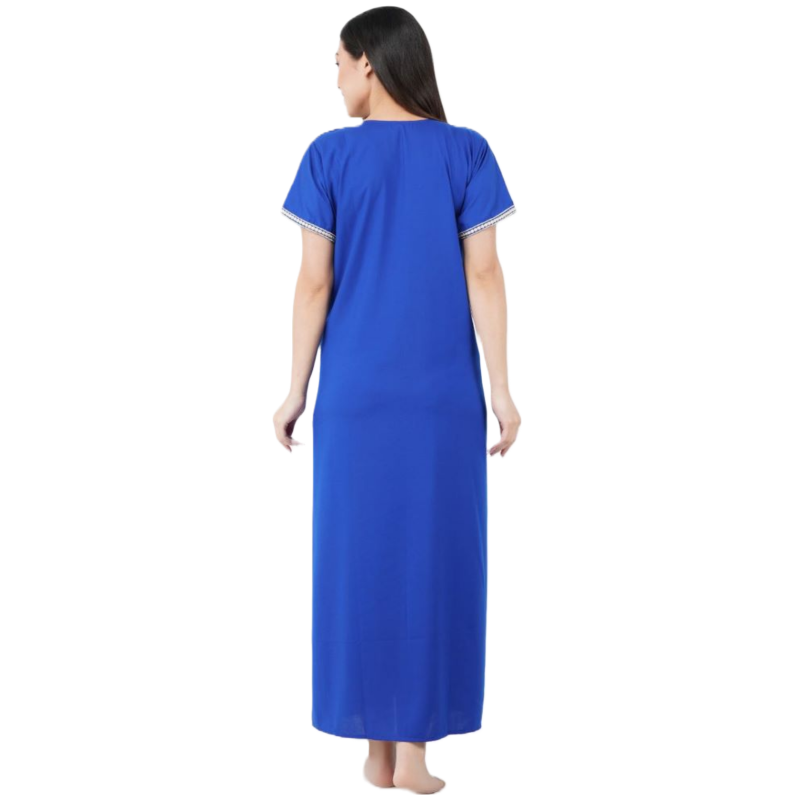 White Contrast Embroidery   Night Gowns Secondary image