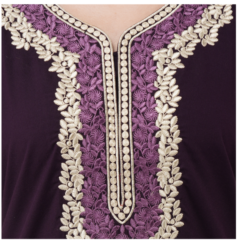 White Contrast Embroidery   Night Gowns