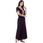 White Contrast Embroidery   Night Gowns