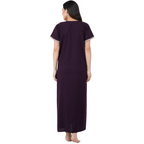 White Contrast Embroidery   Night Gowns