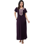 White Contrast Embroidery   Night Gowns