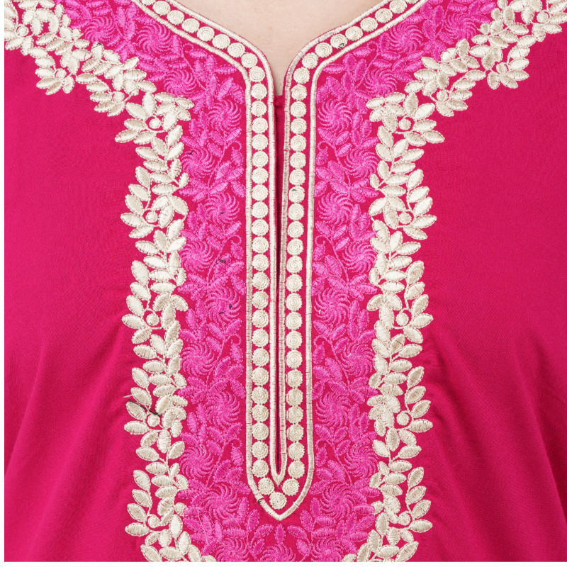 White Contrast Embroidery   Night Gowns