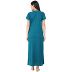 White Contrast Embroidery   Night Gowns