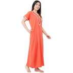 White Contrast Embroidery   Night Gowns