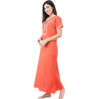 White Contrast Embroidery   Night Gowns