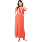 White Contrast Embroidery   Night Gowns