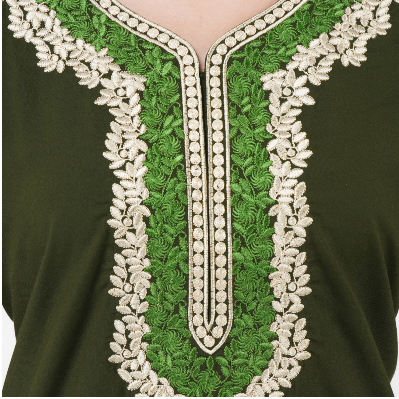 White Contrast Embroidery   Night Gowns