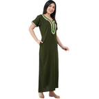 White Contrast Embroidery   Night Gowns