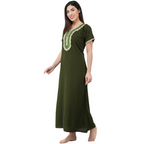White Contrast Embroidery   Night Gowns