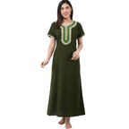 White Contrast Embroidery   Night Gowns