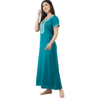 White Contrast Embroidery   Night Gowns