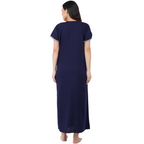 White Contrast Embroidery   Night Gowns
