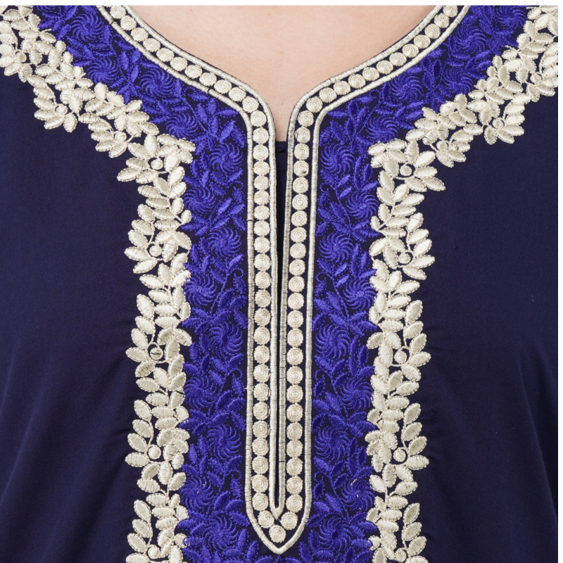 White Contrast Embroidery   Night Gowns