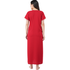 White Contrast Embroidery   Night Gowns