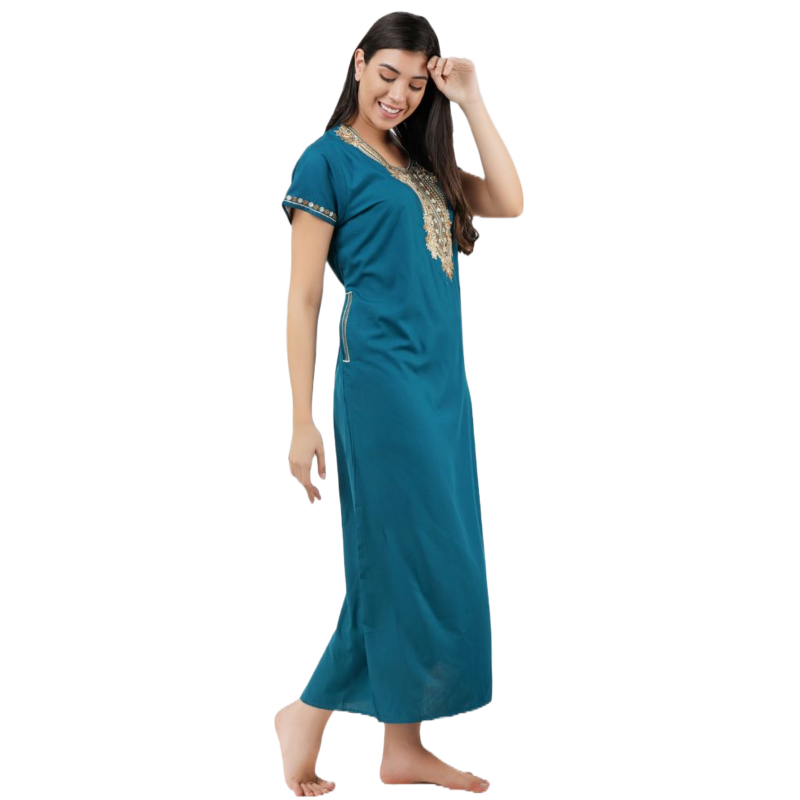 Rose Shaped Embroidery Night Gown
