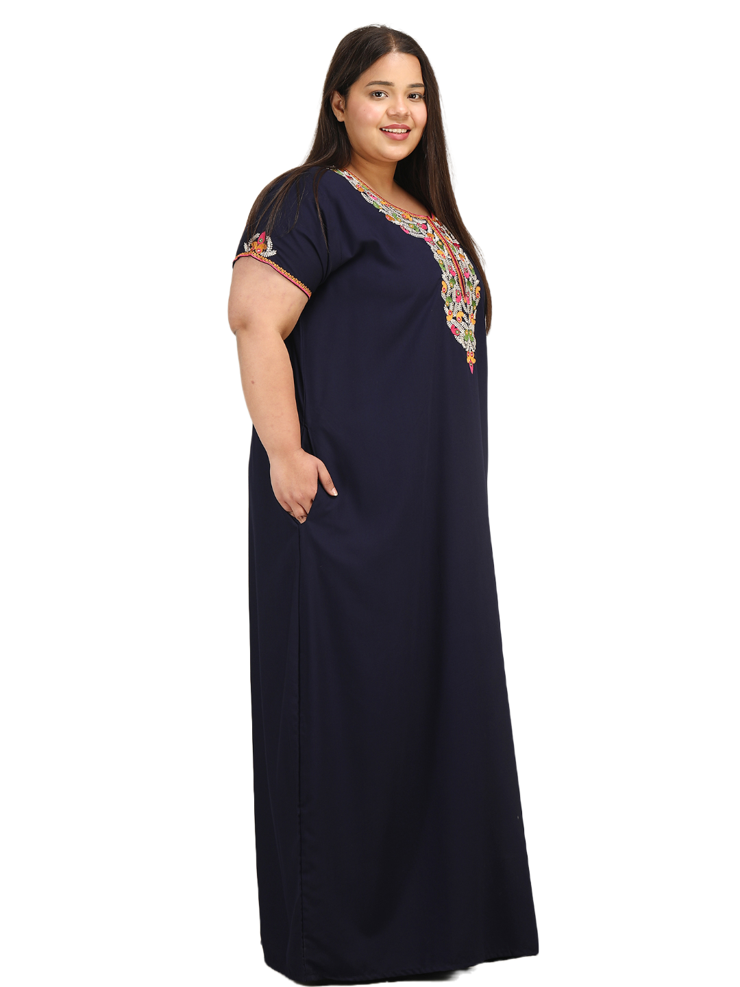 Abhlaline contrast Embroidered Nightgown