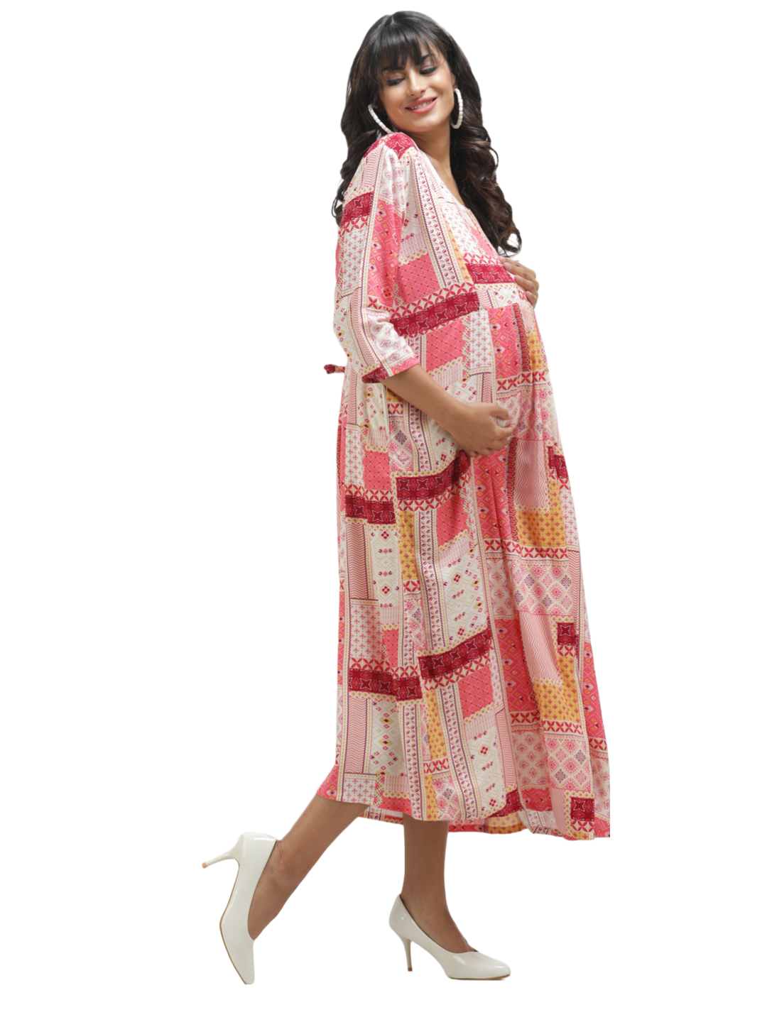 Maternity Dress with Square print