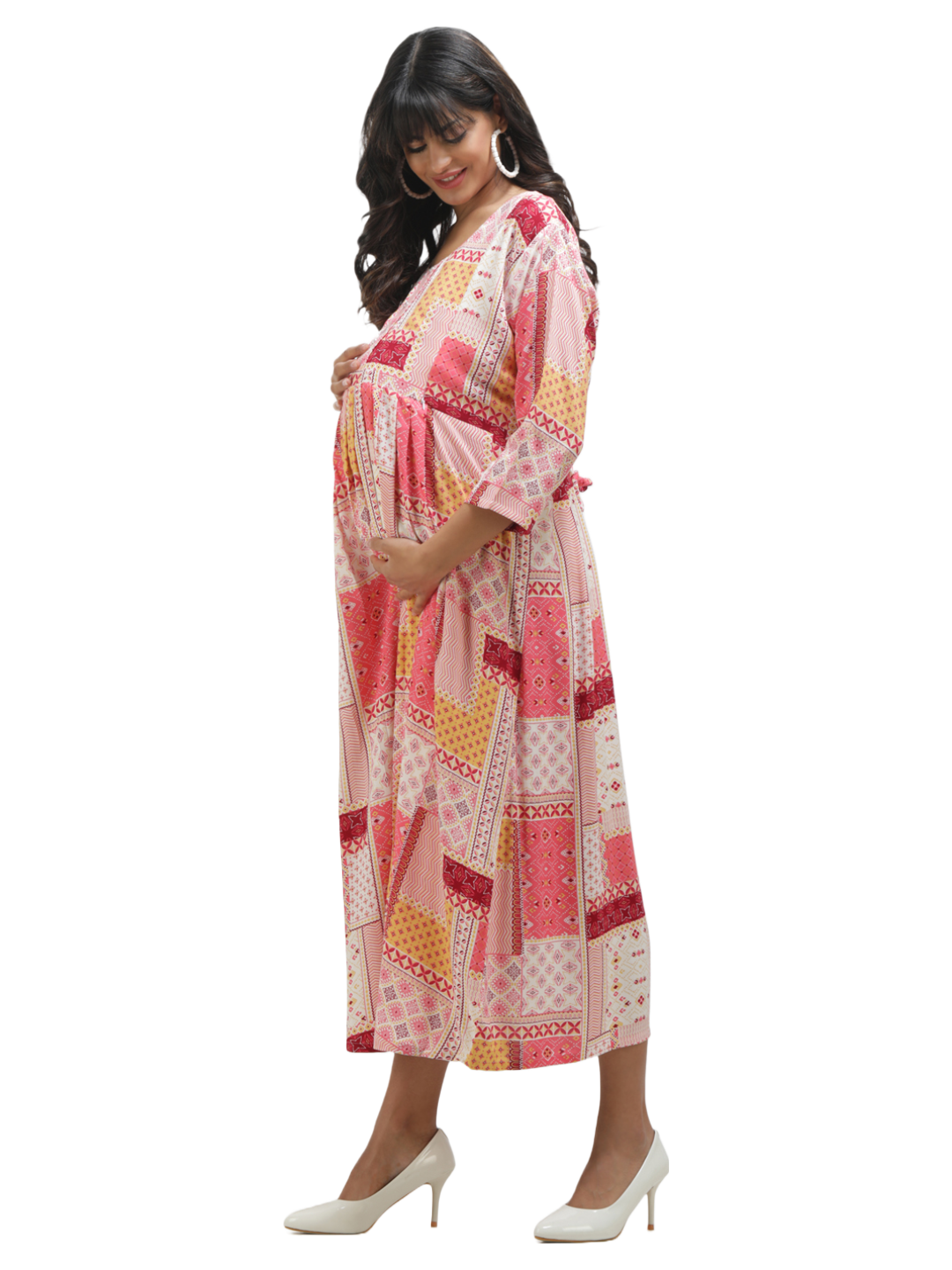 Maternity Dress with Square print