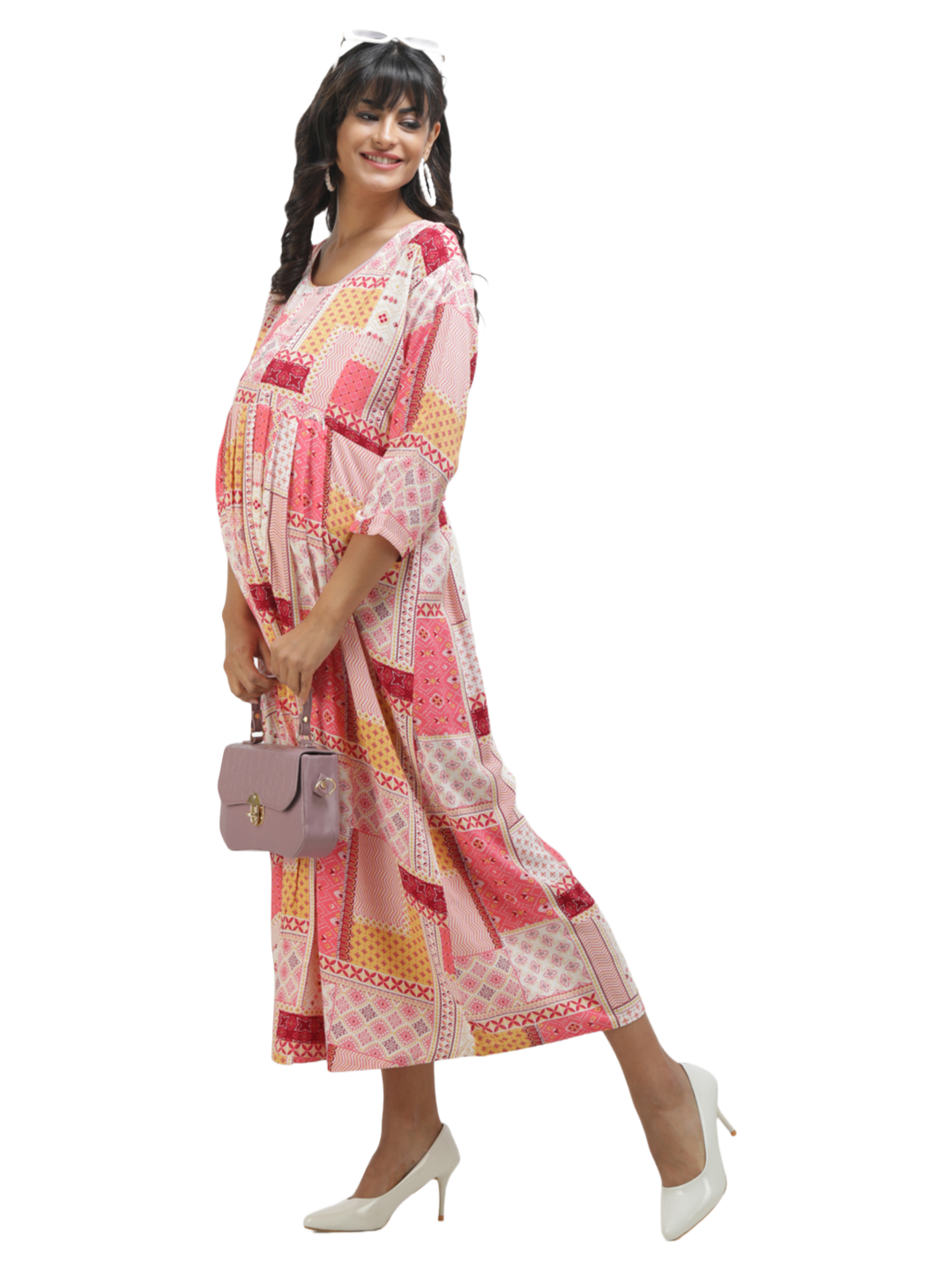 Maternity Dress with Square print
