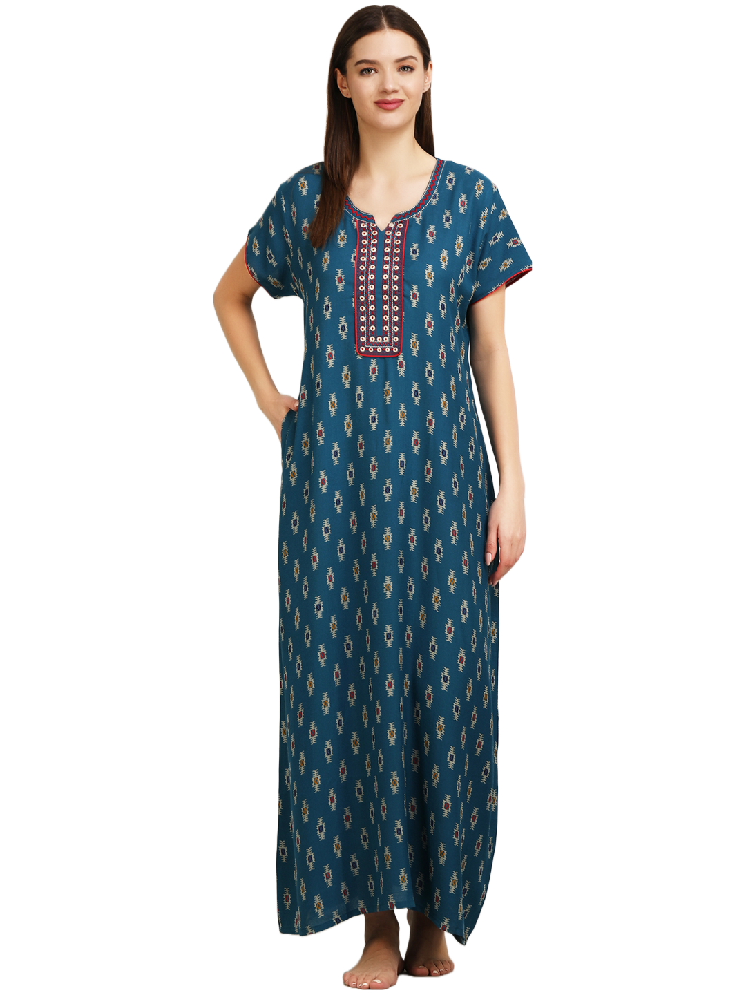 Alpine Floral Embroidery Nightgown