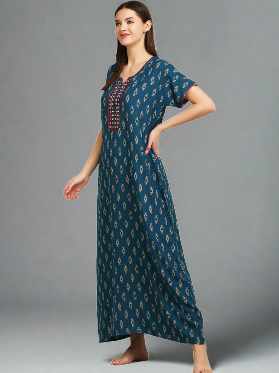 Alpine Floral Embroidery Nightgown