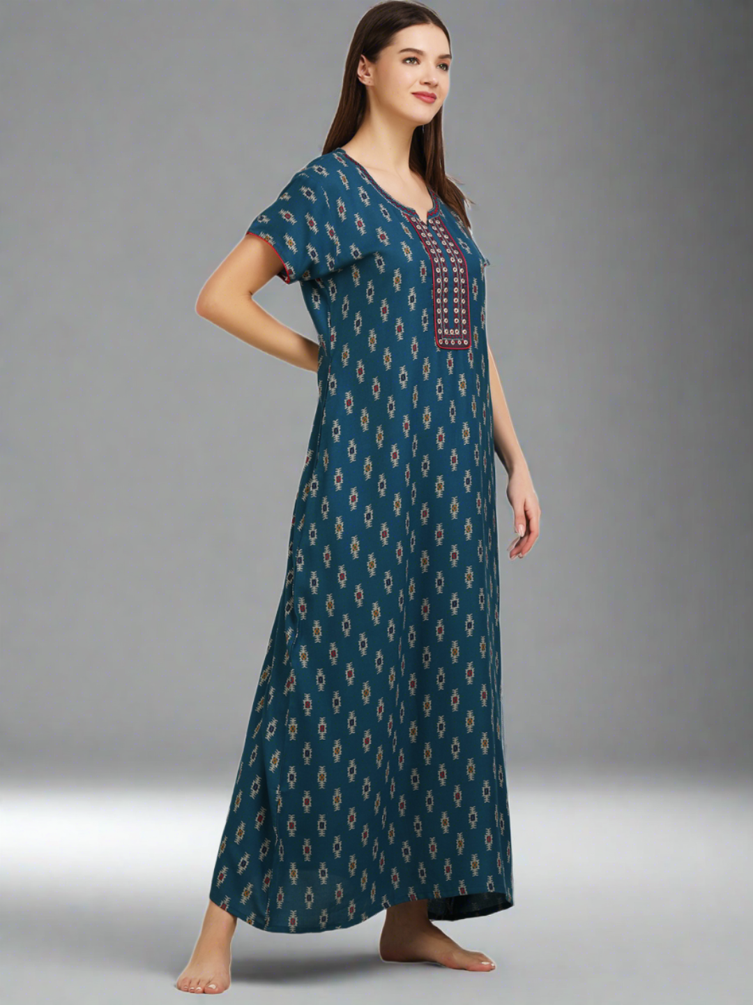 Alpine Floral Embroidery Nightgown