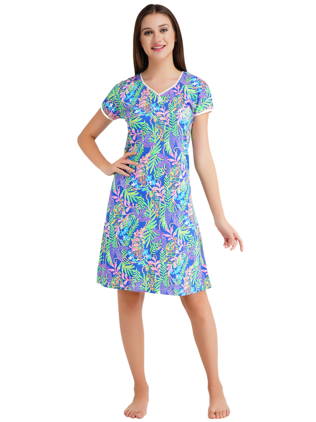 Short Nightgown with Animal Print